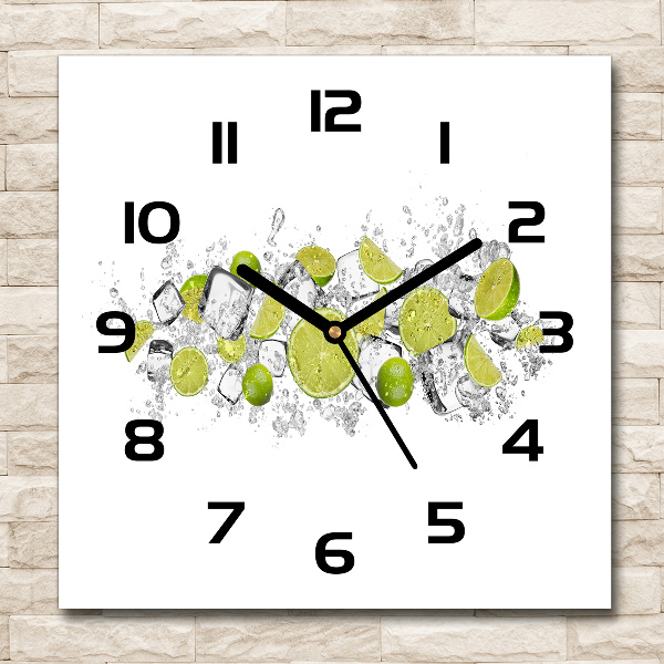 Orologio quadrato con quadrante decorato con motivo a cubetti di ghiaccio e lime