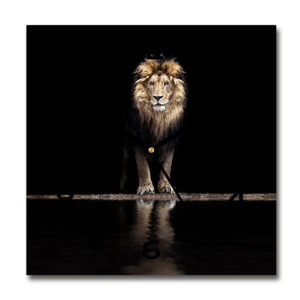 Orologio quadrato in vetro con ritratto di un leone