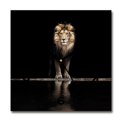 Orologio quadrato in vetro con ritratto di un leone