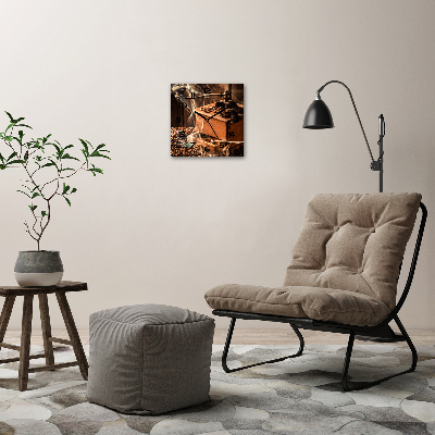 Orologio da parete quadrato con motivo a chicchi di caffè