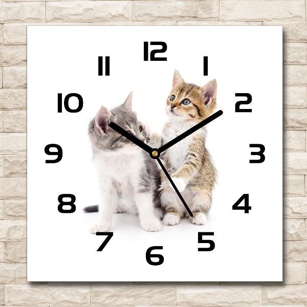 Orologio quadrato con motivo di due gattini