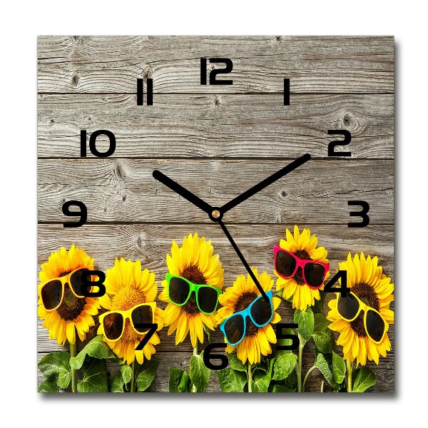 Orologio quadrato con quadrante decorato con motivo di girasoli