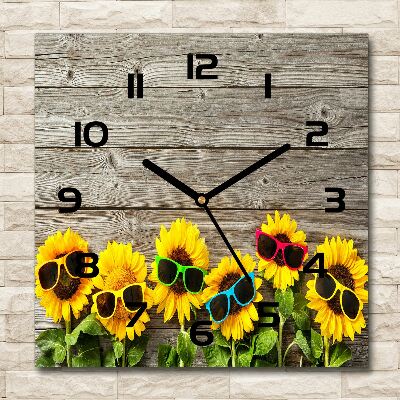 Orologio quadrato con quadrante decorato con motivo di girasoli