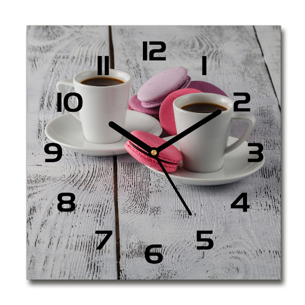 Orologio quadrato con motivo caffè e biscotti