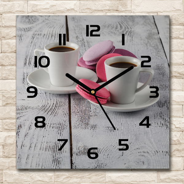 Orologio quadrato con motivo caffè e biscotti