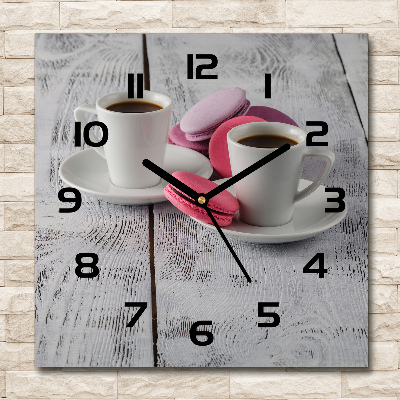 Orologio quadrato con motivo caffè e biscotti