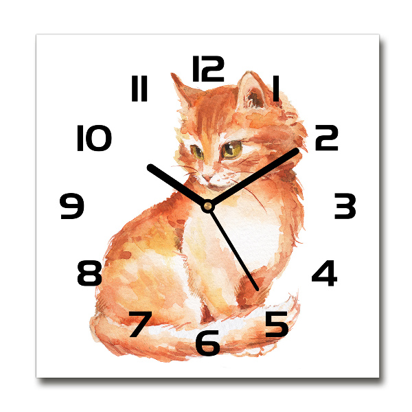 Orologio quadrato con motivo gatto rosso