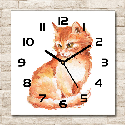 Orologio quadrato con motivo gatto rosso