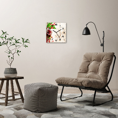 Orologio da parete quadrato con decorazione a motivo di marmellata di lamponi