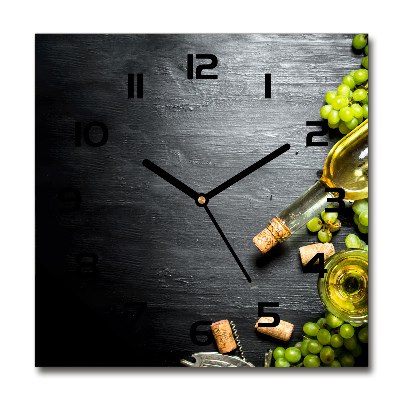 Orologio quadrato in vetro con motivo di vino bianco e frutta