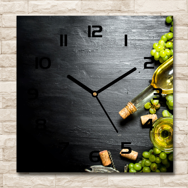 Orologio quadrato in vetro con motivo di vino bianco e frutta