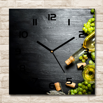 Orologio quadrato in vetro con motivo di vino bianco e frutta