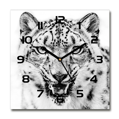 Orologio da parete quadrato con decorazione a motivo leopardo delle nevi
