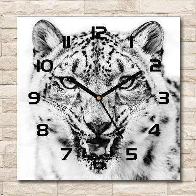 Orologio da parete quadrato con decorazione a motivo leopardo delle nevi