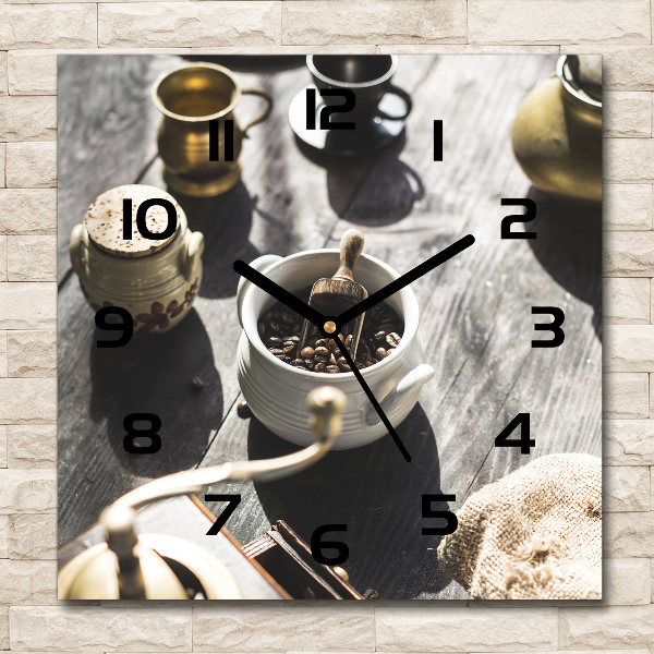 Orologio da parete quadrato con motivo macinacaffè