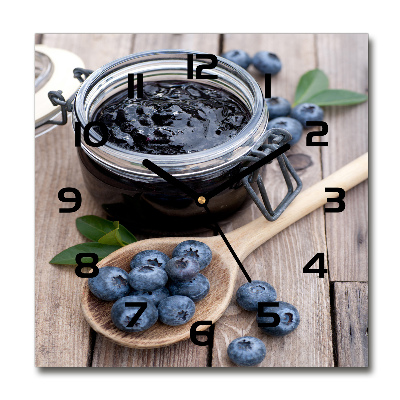 Orologio da parete quadrato con stampa a tema marmellata di mirtilli