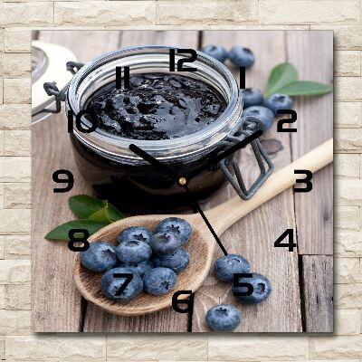 Orologio da parete quadrato con stampa a tema marmellata di mirtilli