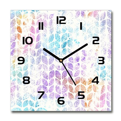 Orologio da parete quadrato con motivo di foglie colorate