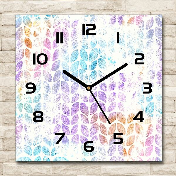 Orologio da parete quadrato con motivo di foglie colorate