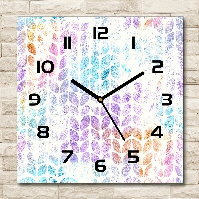 Orologio da parete quadrato con motivo di foglie colorate
