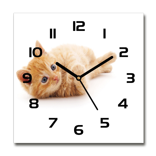Orologio quadrato in vetro con motivo gatto rosso