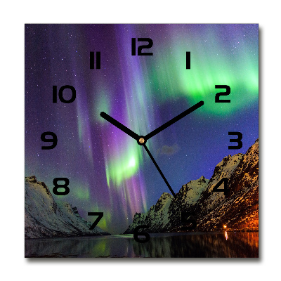 Orologio da parete quadrato con motivo Aurora boreale