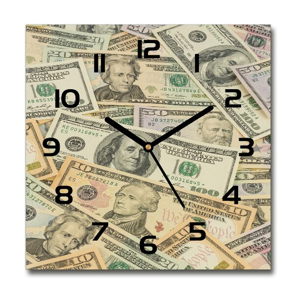 Orologio quadrato con motivo di banconote in dollari