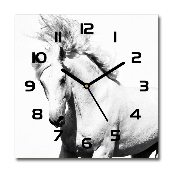 Orologio da parete quadrato con motivo di cavallo bianco
