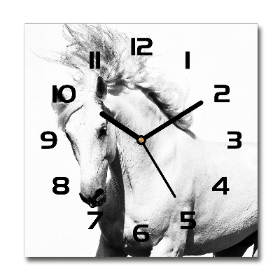 Orologio da parete quadrato con motivo di cavallo bianco