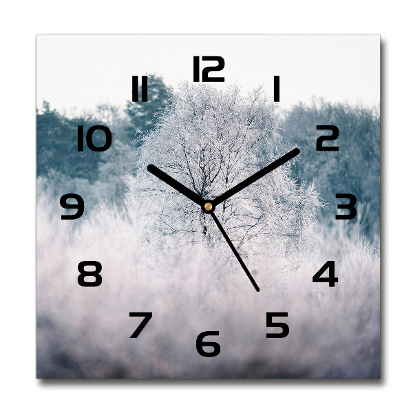 Orologio quadrato con motivo di alberi in inverno