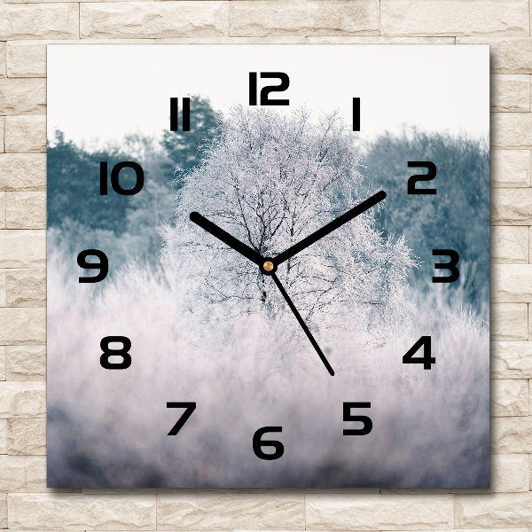 Orologio quadrato con motivo di alberi in inverno