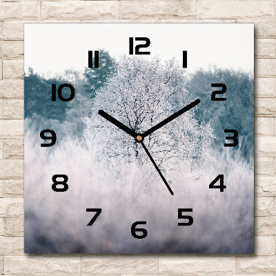 Orologio quadrato con motivo di alberi in inverno