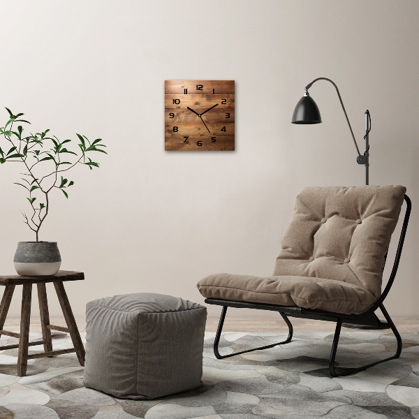 Orologio da parete quadrato con sfondo in legno