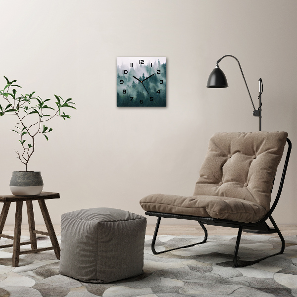 Orologio quadrato con quadrante raffigurante una nebbia sulla foresta