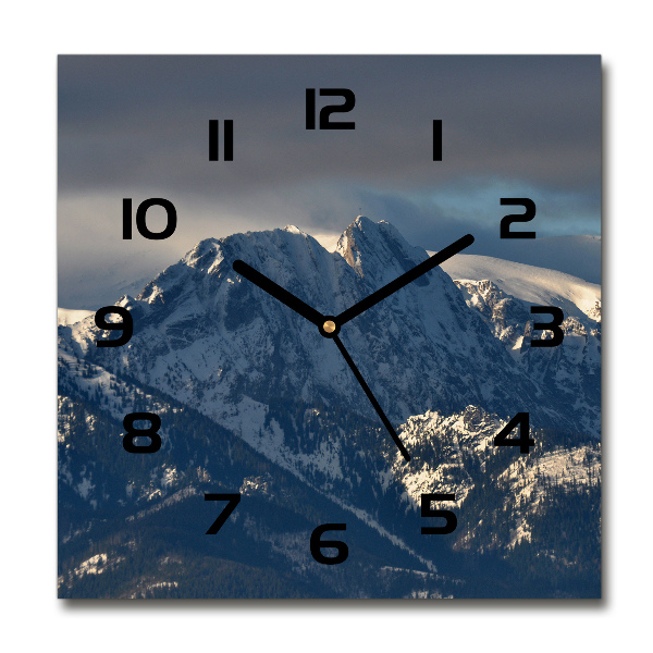 Orologio da parete quadrato con motivo Giewont in inverno