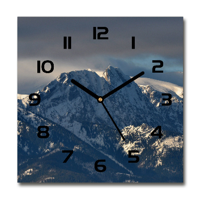 Orologio da parete quadrato con motivo Giewont in inverno
