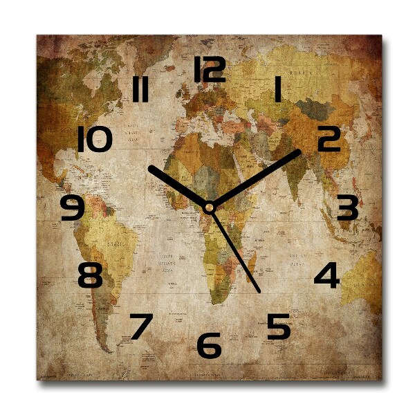Orologio da parete quadrato con stampa della mappa politica