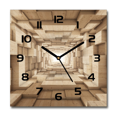 Orologio quadrato con quadrante con motivo a tunnel di legno
