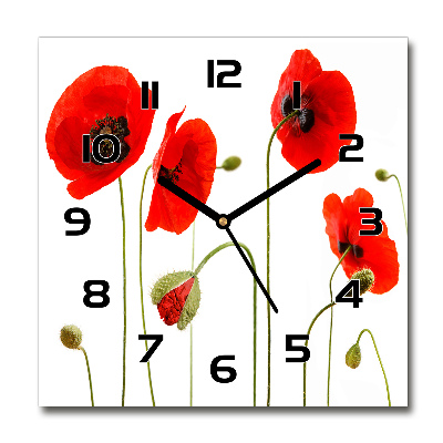 Orologio quadrato con motivo di papaveri