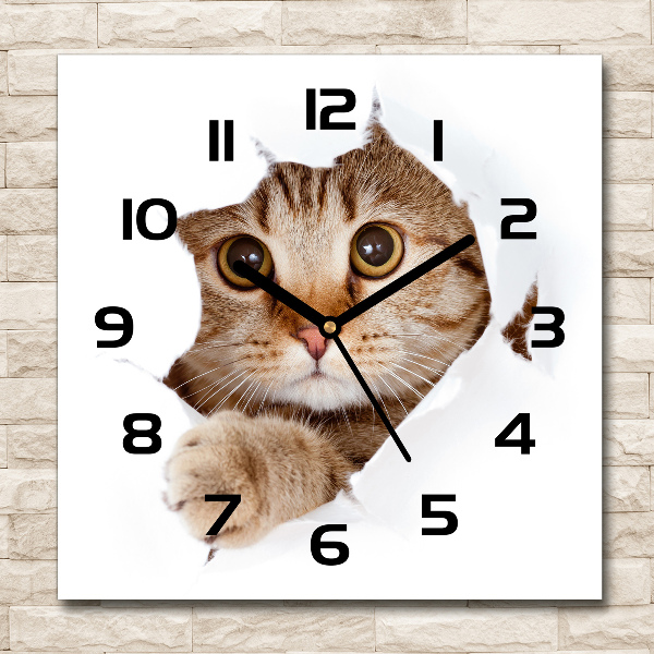 Orologio quadrato con motivo gatto