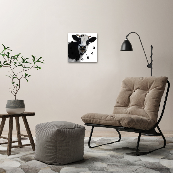 Orologio da parete quadrato con motivo a macchie di mucca