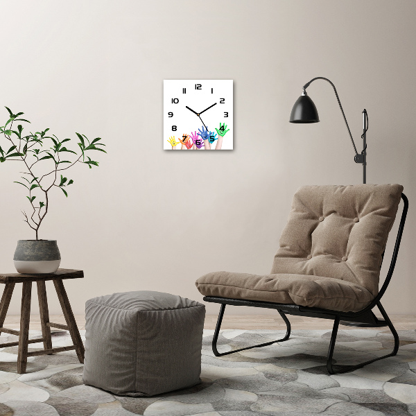 Orologio quadrato in vetro con mani dipinte