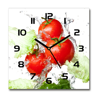 Orologio da parete quadrato con motivo di pomodori e lattuga