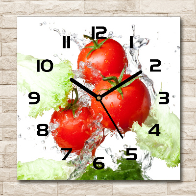 Orologio da parete quadrato con motivo di pomodori e lattuga