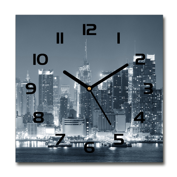 Orologio quadrato in vetro con motivo ispirato a Manhattan, New York