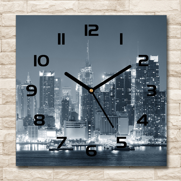Orologio quadrato in vetro con motivo ispirato a Manhattan, New York
