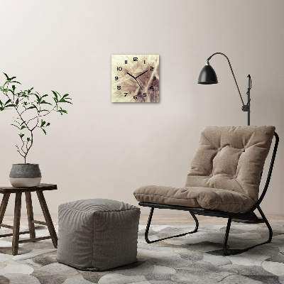 Orologio quadrato in vetro con quadrante decorato con motivo a dente di leone