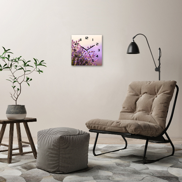 Orologio da parete quadrato con motivo lavanda