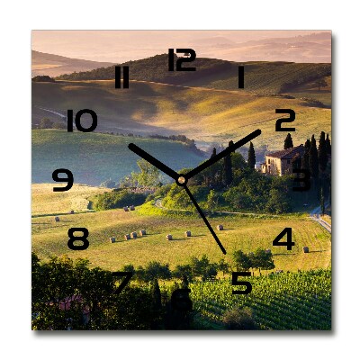 Orologio quadrato con motivo ispirato alla Toscana, Italia