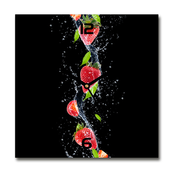 Orologio da parete quadrato con motivo di fragole e dettagli acquatici